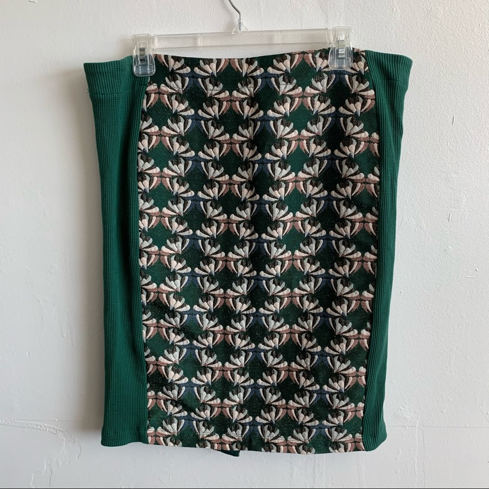 Anthropologie Green Floral Pencil Skirt - Picture 4 of 6